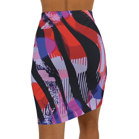 Chaos Fitted Mini Skirt in Red