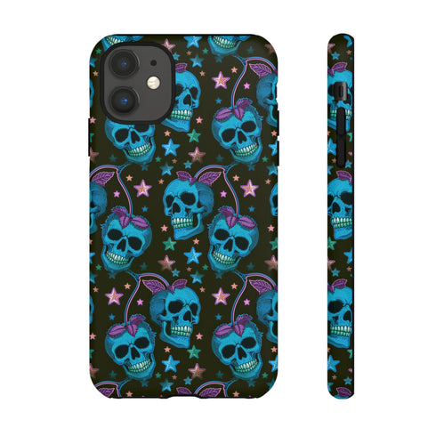 Skull Cherry Phone Case in Blue