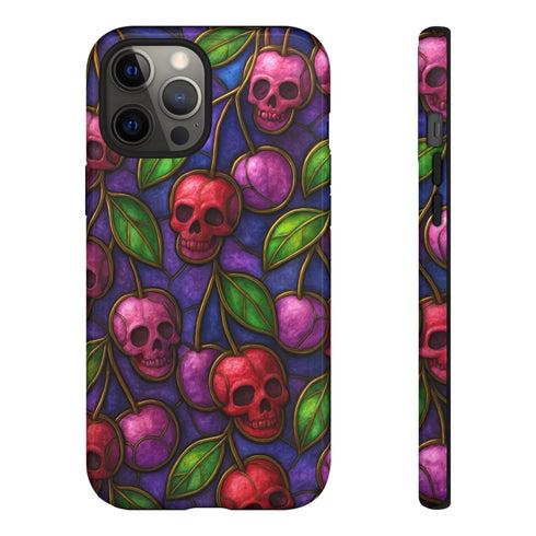 Stained Glass Cherry Skull Phone Case