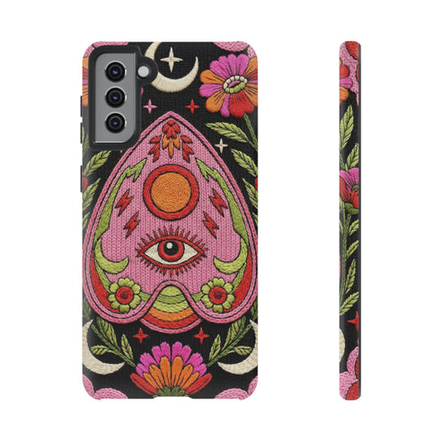 Evil Eye Phone Case Planchette Design, Goth Boho Aesthetic Floral iPhone Case