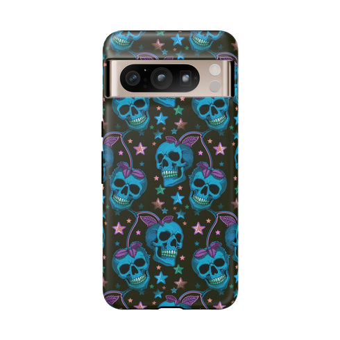 Skull Cherry Phone Case in Blue