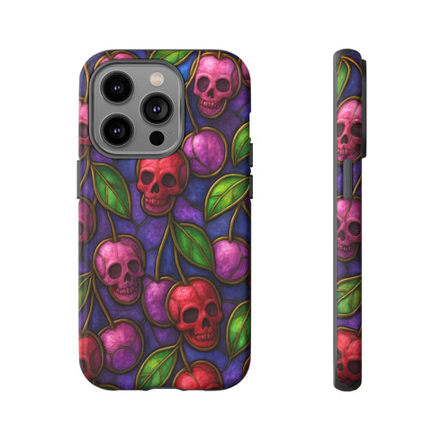 Stained Glass Cherry Skull Phone Case
