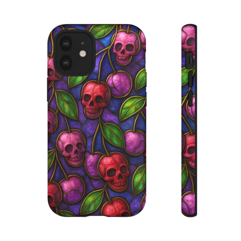 Stained Glass Cherry Skull Phone Case