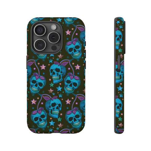Skull Cherry Phone Case in Blue