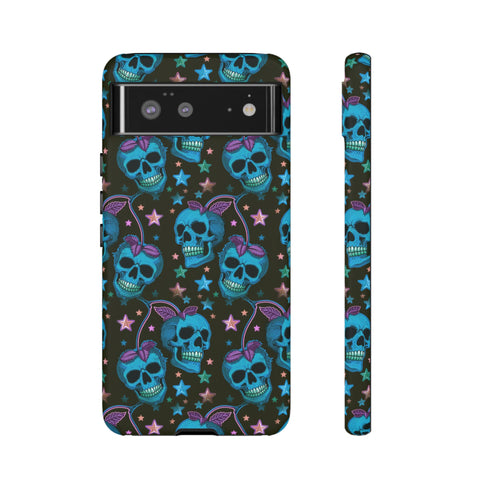 Skull Cherry Phone Case in Blue