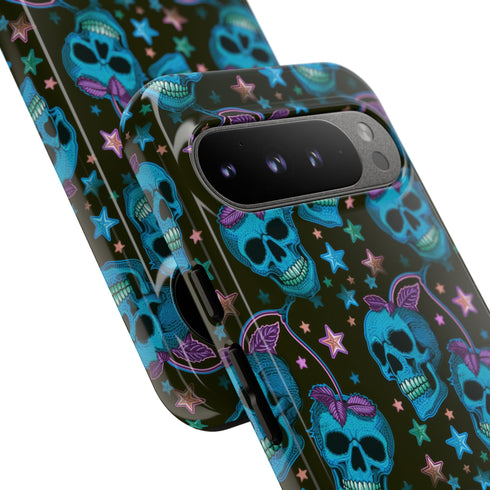 Skull Cherry Phone Case in Blue