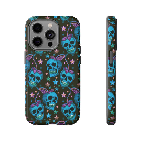 Skull Cherry Phone Case in Blue