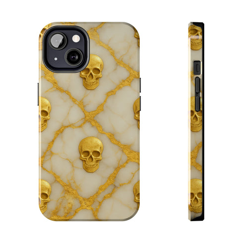 Marble Gold and White Skull Phone Case