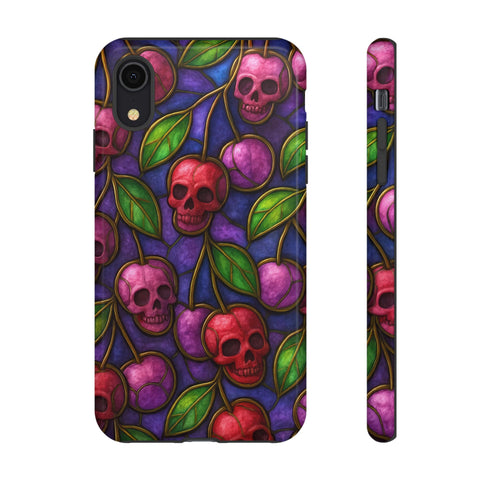 Stained Glass Cherry Skull Phone Case