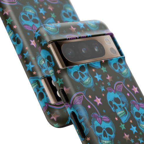 Skull Cherry Phone Case in Blue