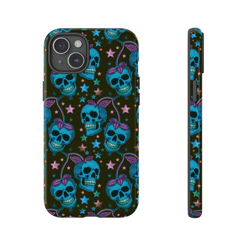 Skull Cherry Phone Case in Blue