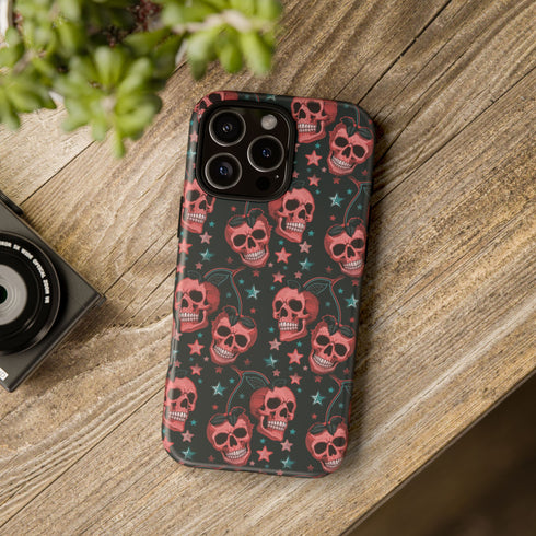 Pink Cherry Skull Phone Case