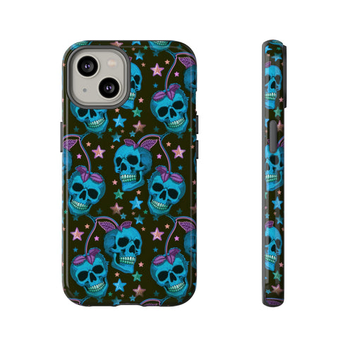 Skull Cherry Phone Case in Blue