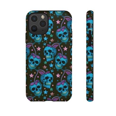 Skull Cherry Phone Case in Blue