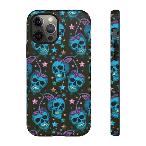 Skull Cherry Phone Case in Blue