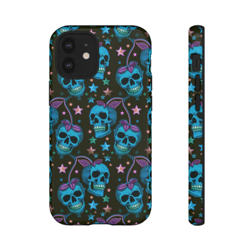 Skull Cherry Phone Case in Blue