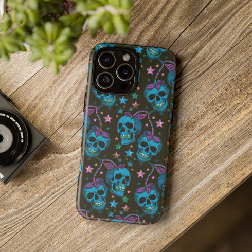 Skull Cherry Phone Case in Blue