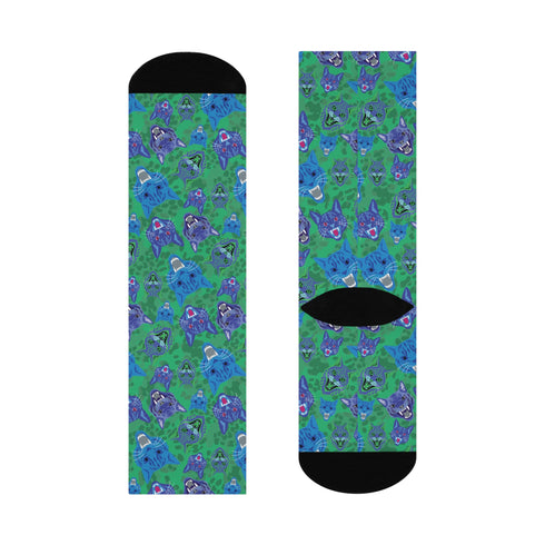 Green Tiger Head Socks