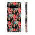 Stylish phone case with a colorful collage of iconic artists including Frida Kahlo, Warhol, Dali, and Keith Haring. Vibrant pop art design features stylized portraits on a dark background, perfect for art lovers.