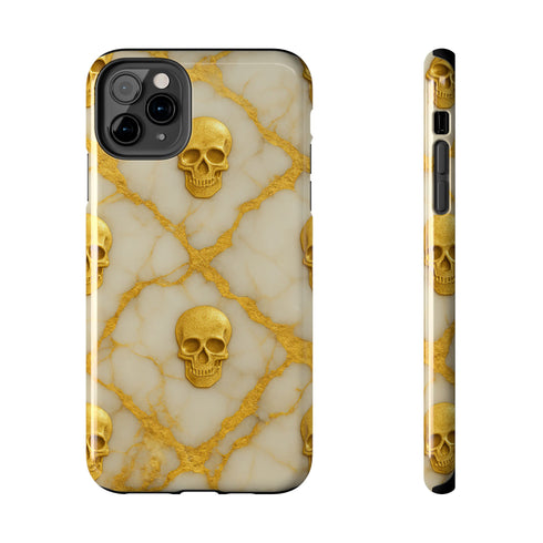 Marble Gold and White Skull Phone Case