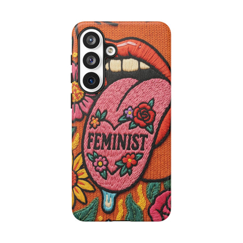 Feminist Tongue Faux Embroidery Phone Case