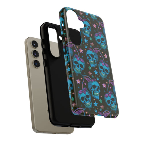Skull Cherry Phone Case in Blue