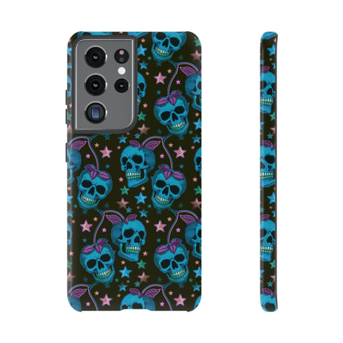 Skull Cherry Phone Case in Blue