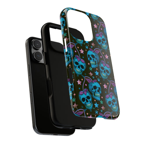Skull Cherry Phone Case in Blue