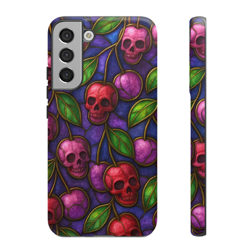 Stained Glass Cherry Skull Phone Case