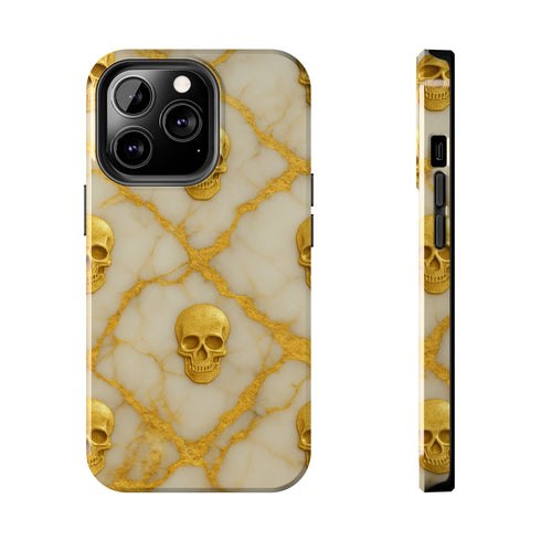 Marble Gold and White Skull Phone Case