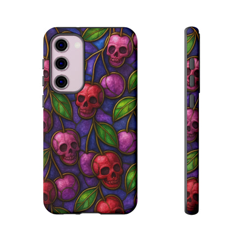 Stained Glass Cherry Skull Phone Case