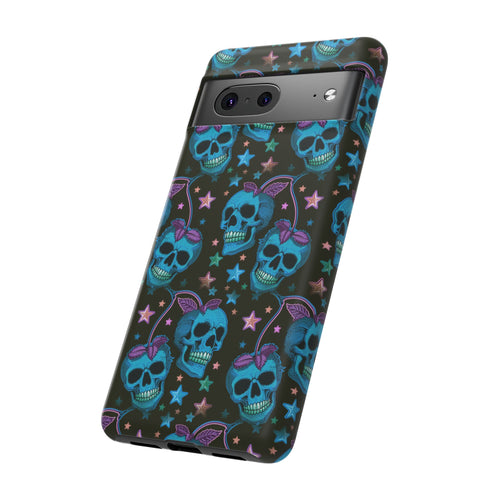 Skull Cherry Phone Case in Blue