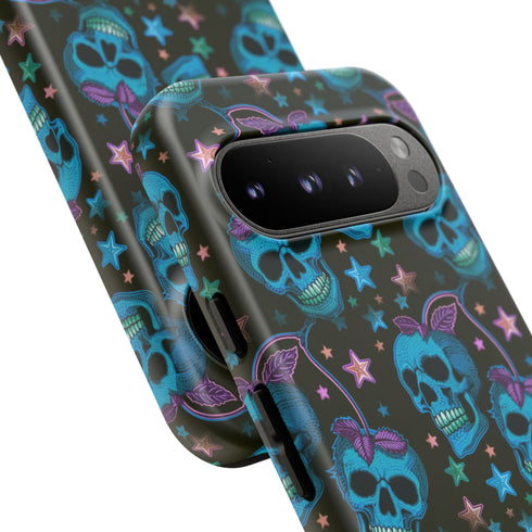 Skull Cherry Phone Case in Blue