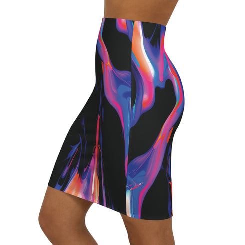 HoloHaze Fitted Mini Skirt in Red