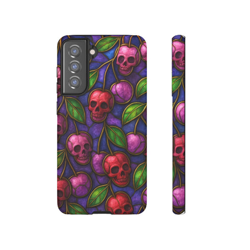 Stained Glass Cherry Skull Phone Case