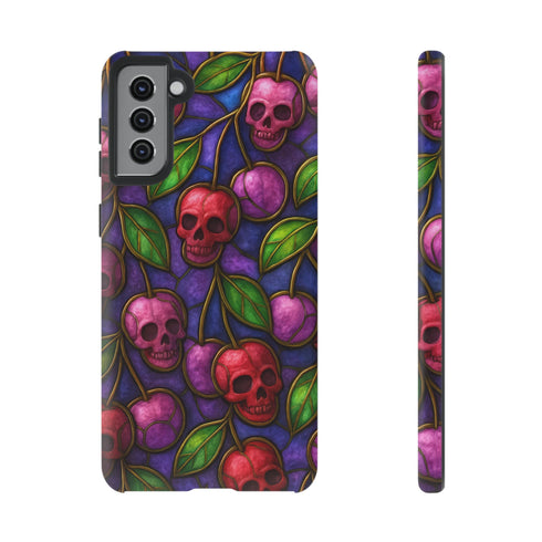 Stained Glass Cherry Skull Phone Case