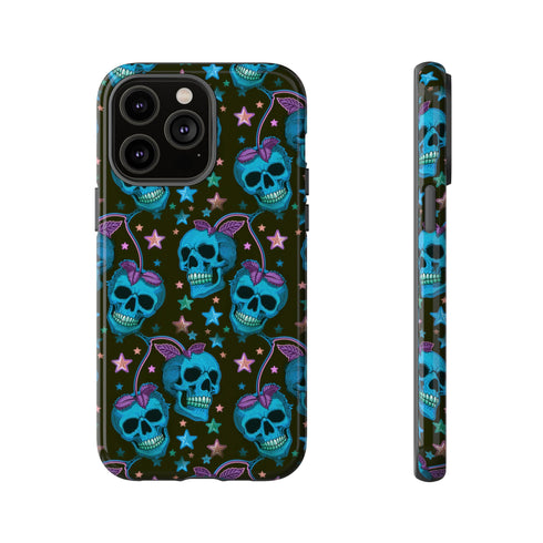 Skull Cherry Phone Case in Blue