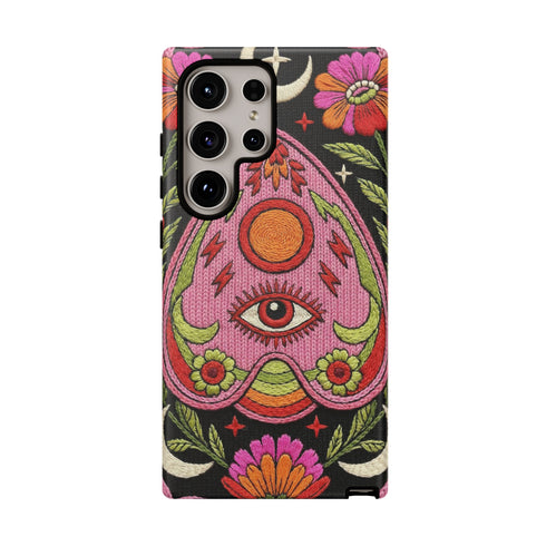 Evil Eye Phone Case Planchette Design, Goth Boho Aesthetic Floral iPhone Case