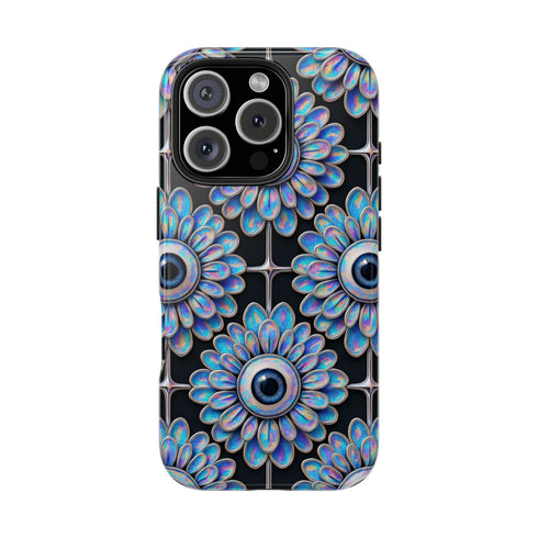 Gothic Floral Eyeball Phone Case - Weirdcore Iridescent iPhone and Samsung Galaxy Protective Cover