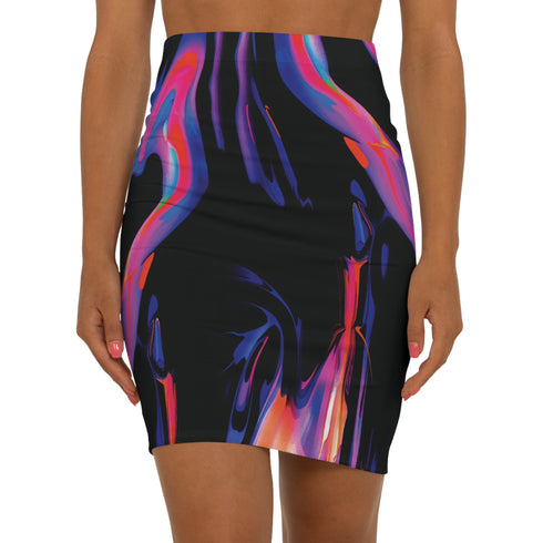 HoloHaze Fitted Mini Skirt in Red