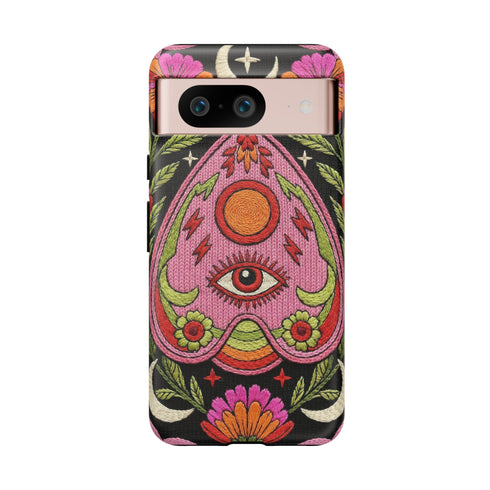 Evil Eye Phone Case Planchette Design, Goth Boho Aesthetic Floral iPhone Case