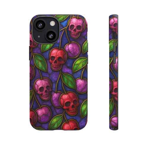 Stained Glass Cherry Skull Phone Case