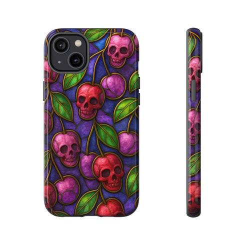 Stained Glass Cherry Skull Phone Case
