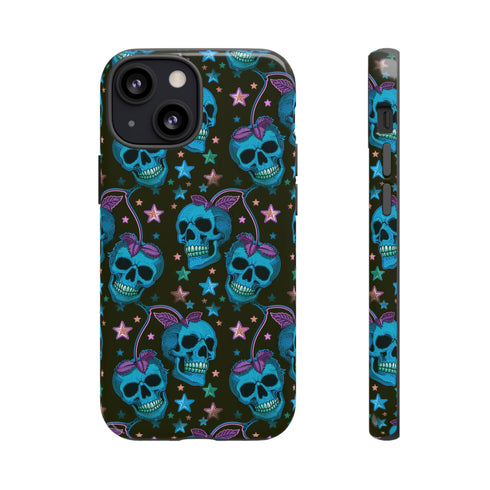 Skull Cherry Phone Case in Blue
