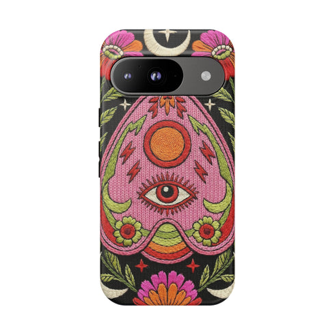 Evil Eye Phone Case Planchette Design, Goth Boho Aesthetic Floral iPhone Case