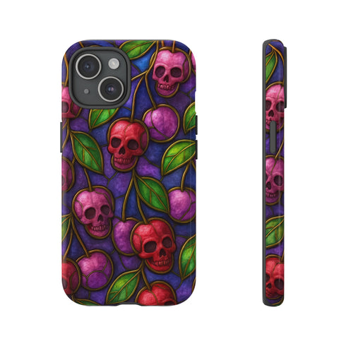 Stained Glass Cherry Skull Phone Case