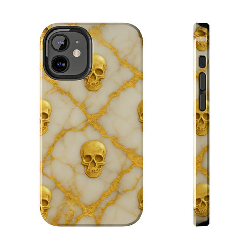 Marble Gold and White Skull Phone Case