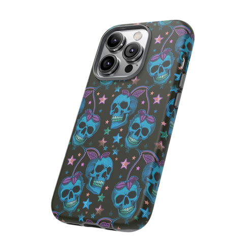 Skull Cherry Phone Case in Blue