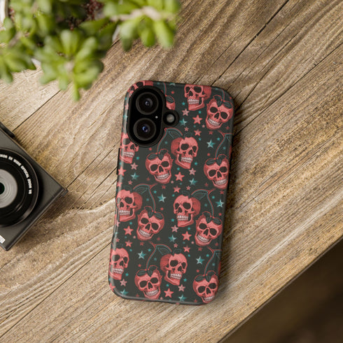 Pink Cherry Skull Phone Case