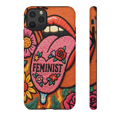 Feminist Tongue Faux Embroidery Phone Case